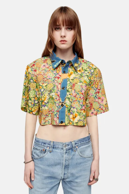 Oversized Crop Shirt Multi Pineapple sold by Blue & Cream