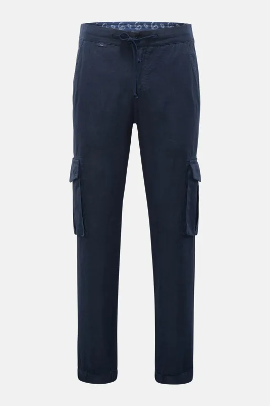Linen Cargo Joggers Navy sold by Blue & Cream