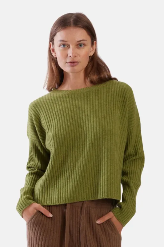 Chase Crop Sweater Sap Green sold by Blue & Cream