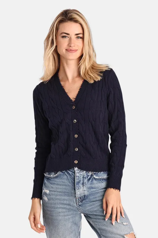 Cotton Cable Cardigan Navy sold by Blue & Cream