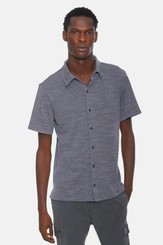 Short Sleeve Slub Buttondown Grey Heather sold by Blue & Cream