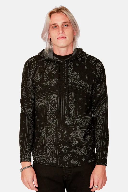 Bandana Print Hoodie Grey/Black sold by Blue & Cream