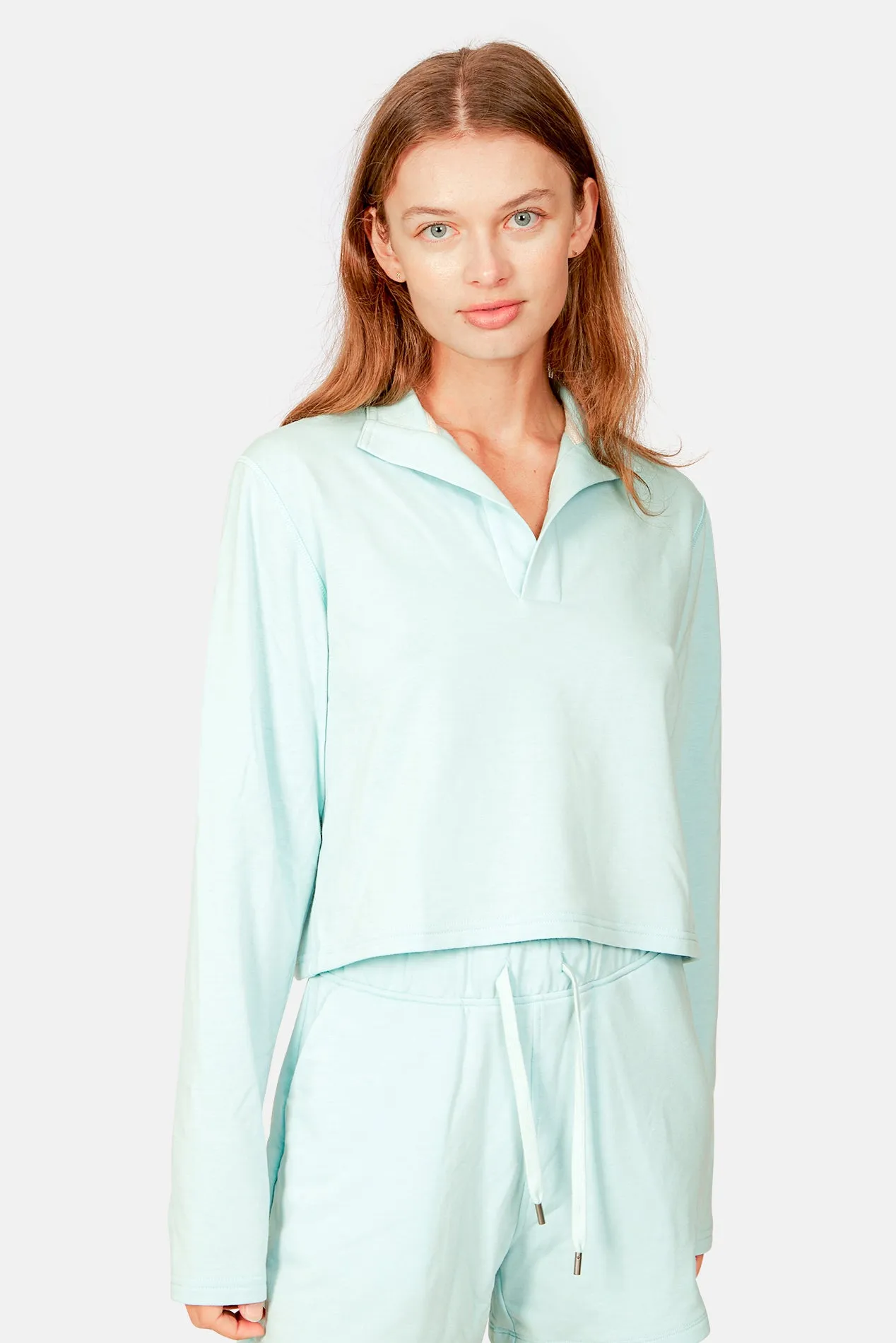 Charlie Cropped Pop Collar Seaglass sold by Blue & Cream