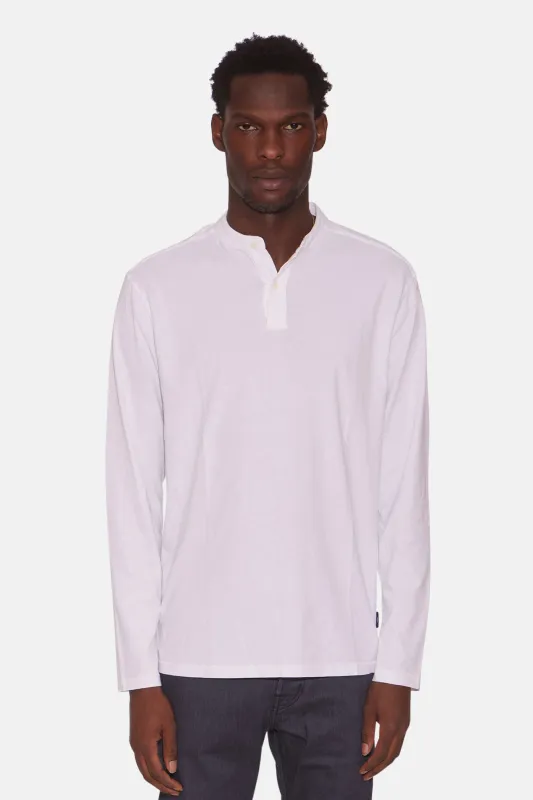 Organic Henley Long Sleeve White sold by Blue & Cream