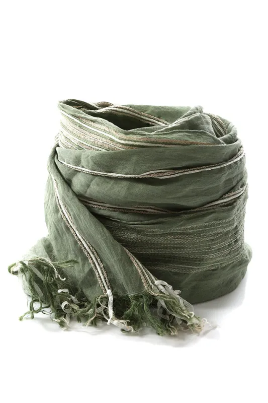 Yigal Azrouel Embroidered Scarf Sage sold by Blue & Cream