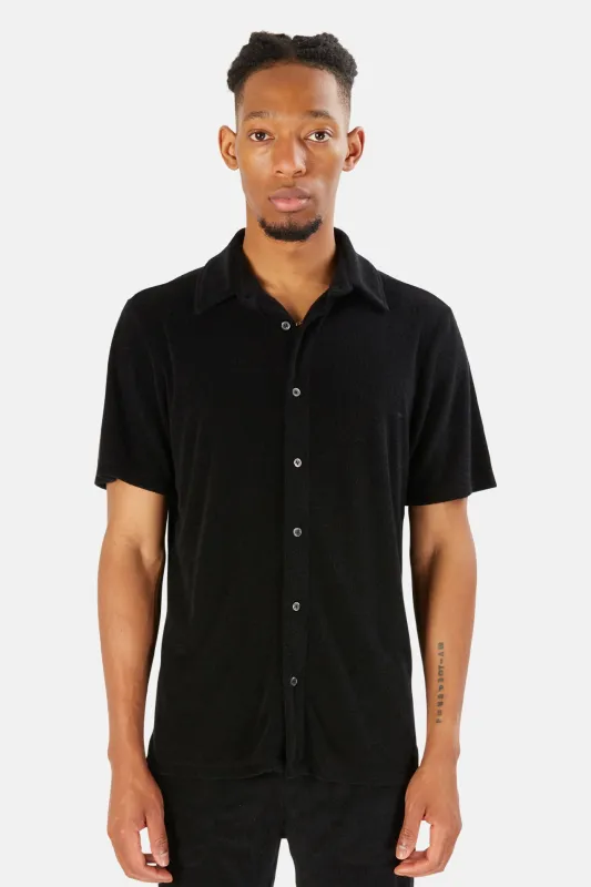 Pool Terry Short Sleeve Buttondown Black sold by Blue & Cream