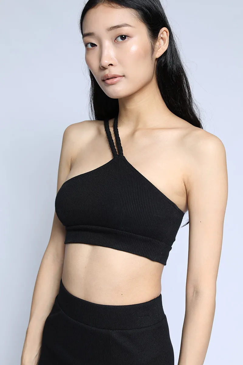 One Shoulder Braided Bralette Jet Black sold by Blue & Cream product image thumbnail 2