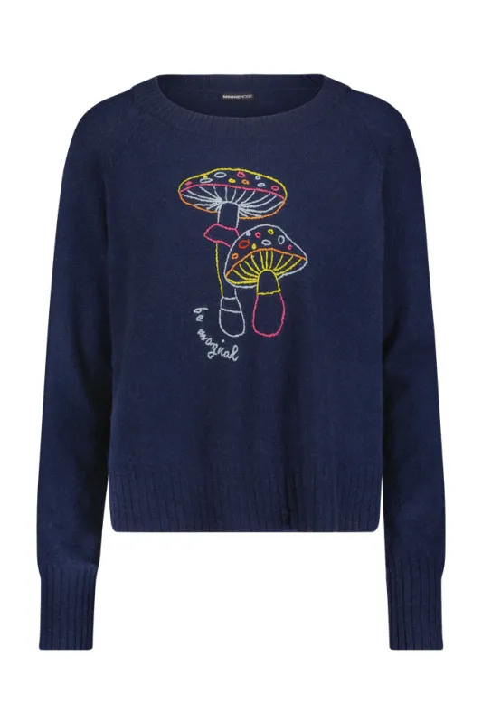 Shroom Crewneck Navy sold by Blue & Cream