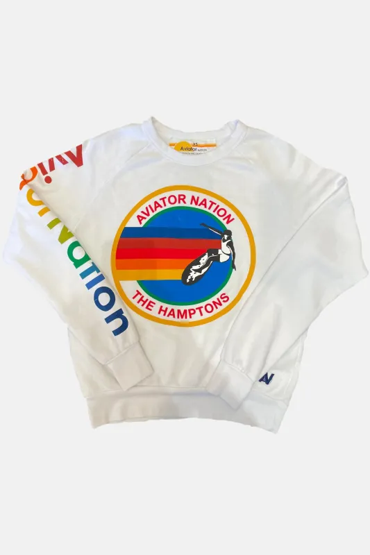 Women's Hamptons Crew Sweatshirt White made by Aviator Nation