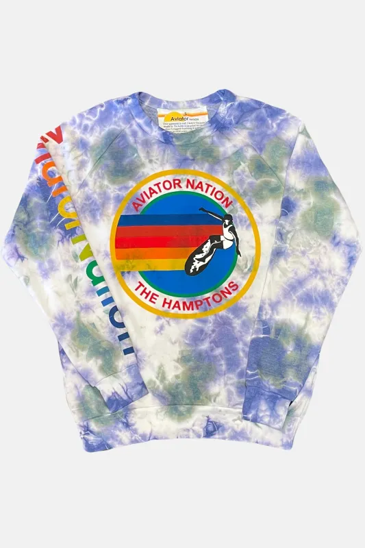 Men's Hamptons Crew Sweatshirt Tie Dye Cloud Purple sold by Blue & Cream