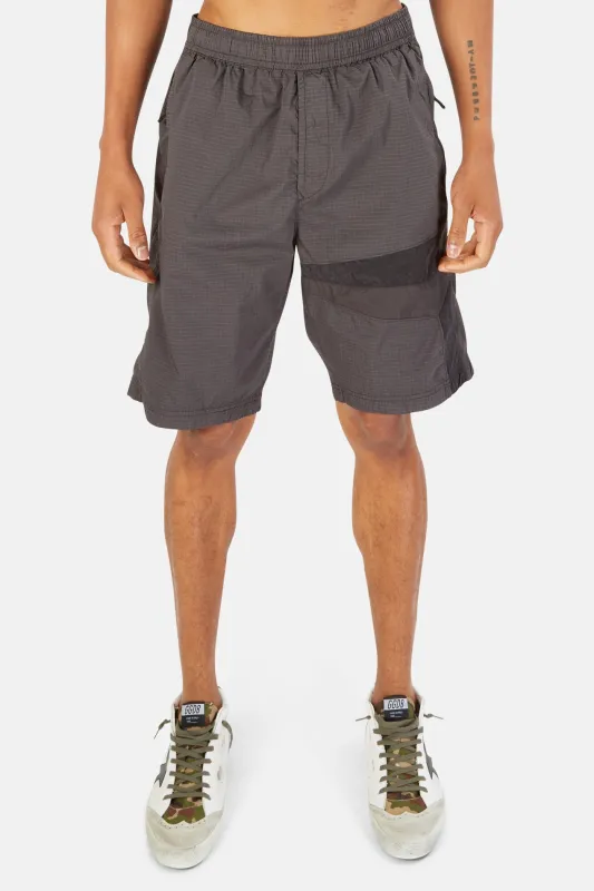 Nylon Ripstop Star Inlay Shorts Charcoal sold by Blue & Cream