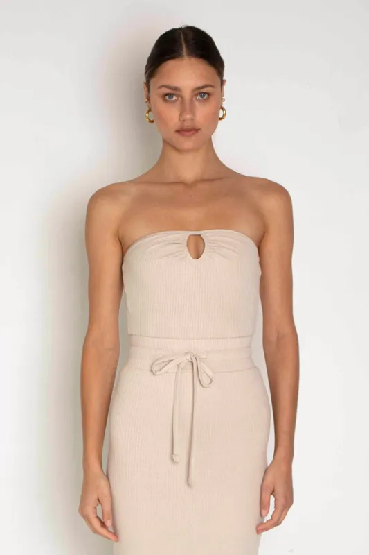 Alloy Rib Cut Out Bandeau Tank Limestone sold by Blue & Cream