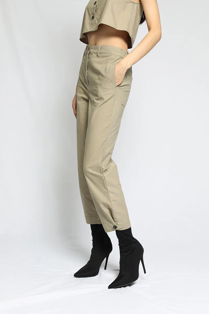 Arid Twill Ankle Tab Pants Moss sold by Blue & Cream product image thumbnail 4