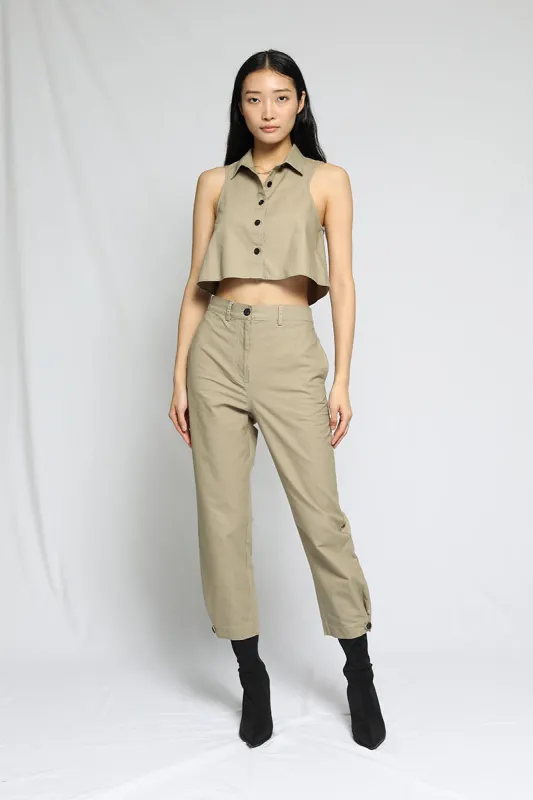 Arid Twill Ankle Tab Pants Moss sold by Blue & Cream