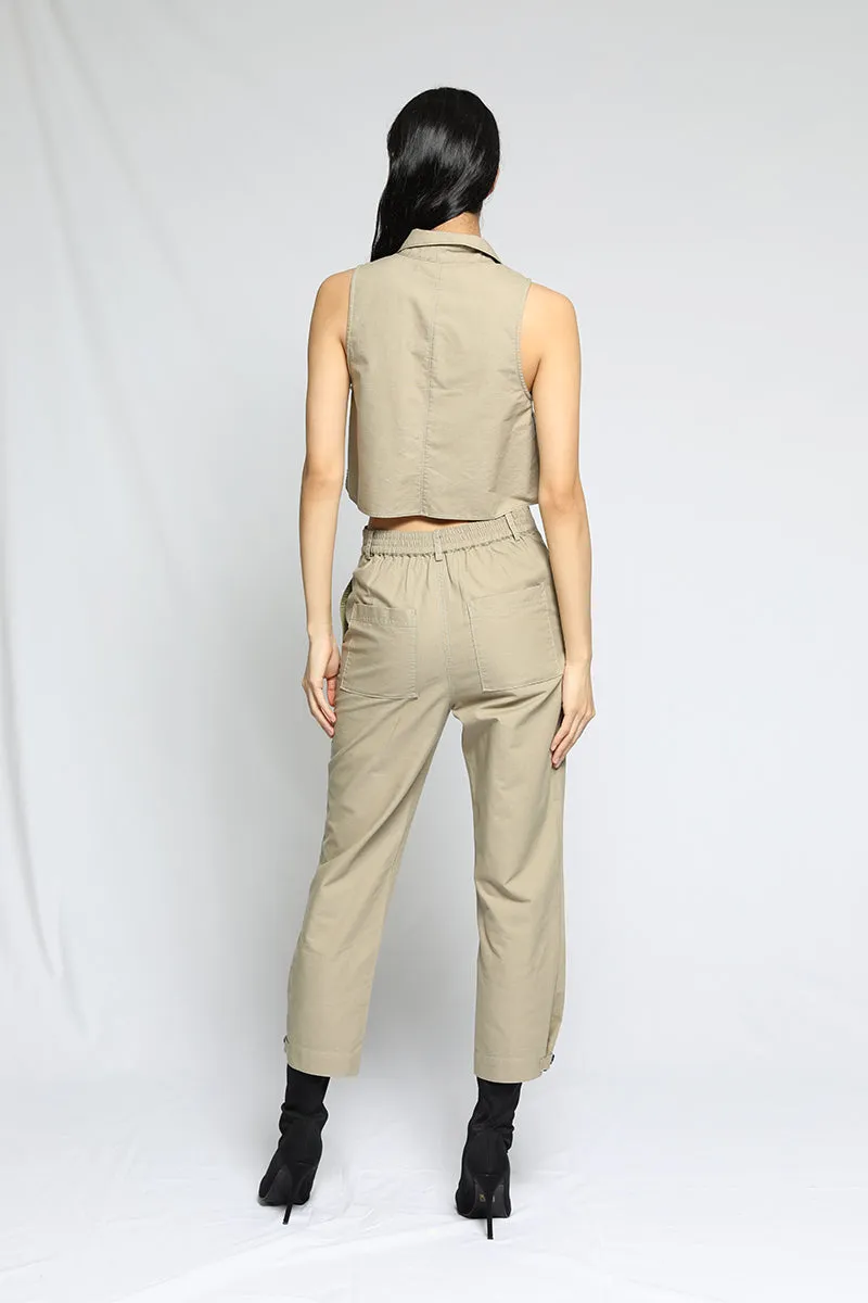 Arid Twill Ankle Tab Pants Moss sold by Blue & Cream product image thumbnail 3