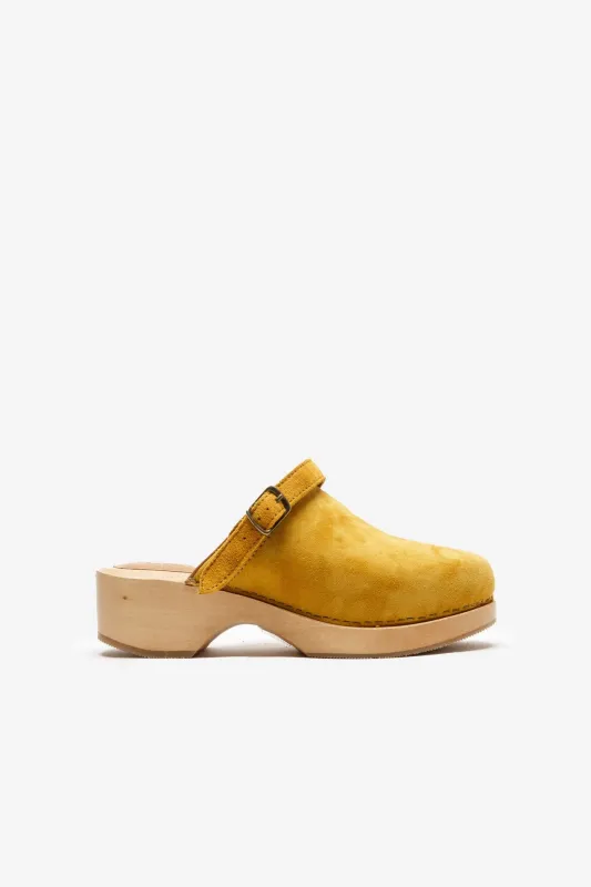 70s Classic Clog Yellow Suede sold by Blue & Cream
