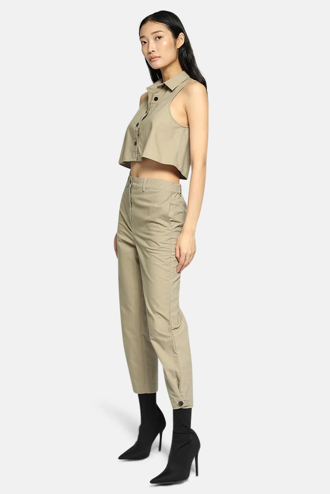 Arid Twill Cropped Sleeveless Shirt Sage sold by Blue & Cream product image thumbnail 4