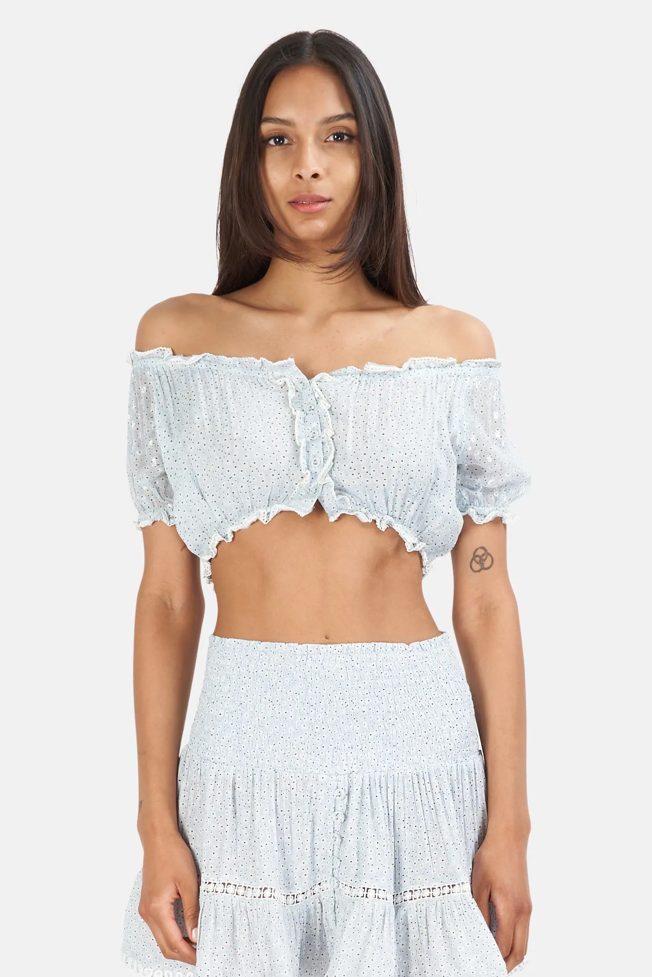 Cloe Flowers Top Azur sold by Blue & Cream