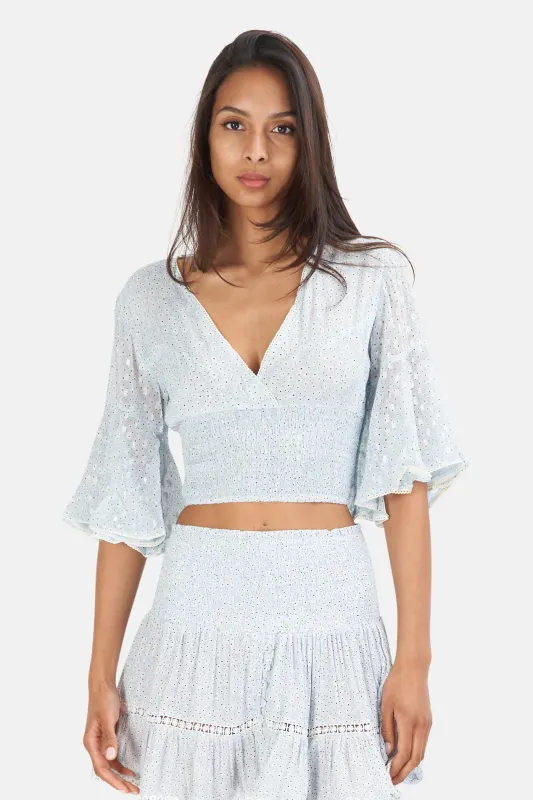 Aragon Flowers Top Azur sold by Blue & Cream