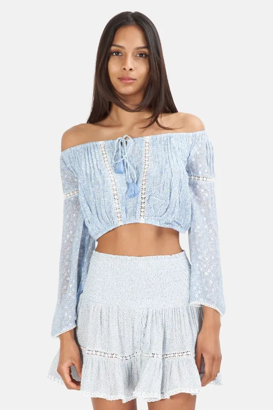 Bandol Flowers Top Azur sold by Blue & Cream