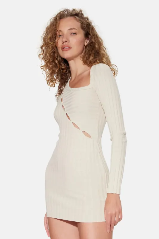 Capri Cut Out Dress Oatmeal sold by Blue & Cream