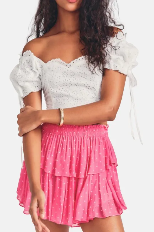 Ruffle Mini Skirt Hot Pink Cherry sold by Blue & Cream