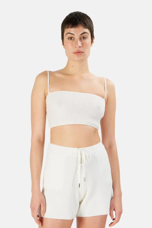 The Lane Cropped Cashmere Cami White sold by Blue & Cream