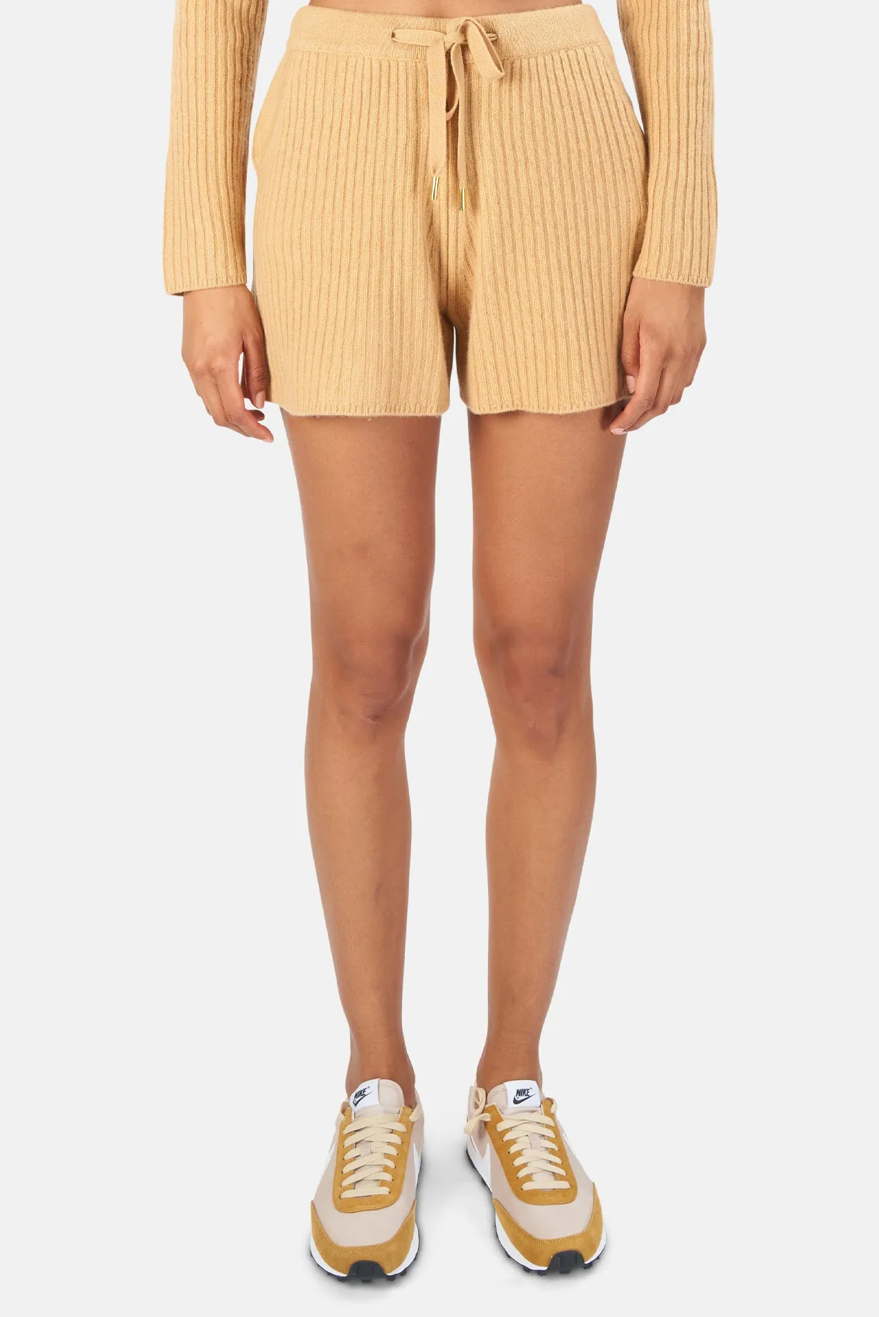 Penny Ribbed Cashmere Shorts Camel sold by Blue & Cream