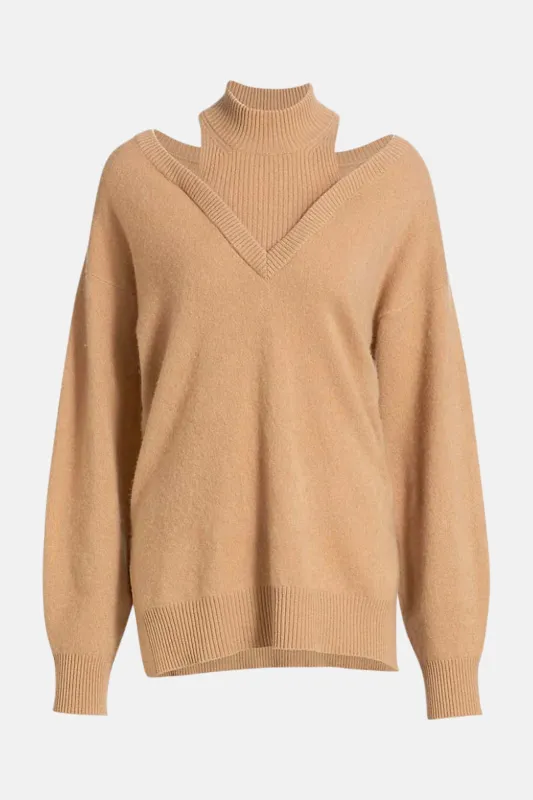 Cut Out Cashmere Turtleneck Camel sold by Blue & Cream
