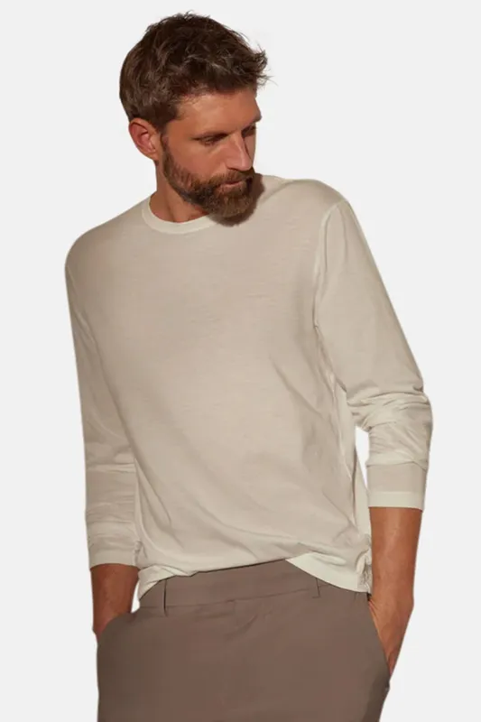 Elevated Lotus Jersey Long Sleeve Tee White sold by Blue & Cream