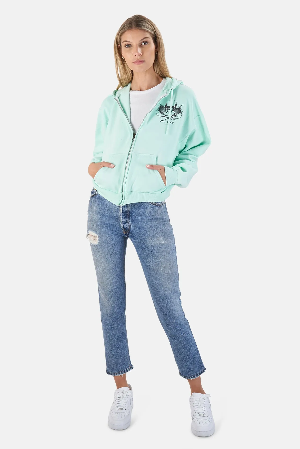 Skull Crop Hoodie Mint/Black sold by Blue & Cream product image thumbnail 5