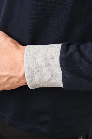 Military Long Sleeve Pop Collar Polo Navy sold by Blue & Cream product image thumbnail 4