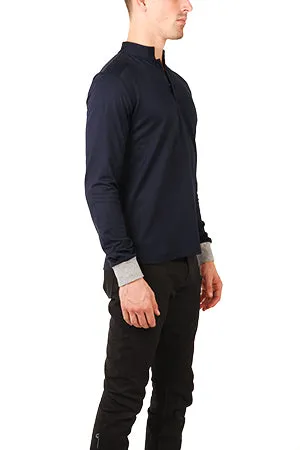 Military Long Sleeve Pop Collar Polo Navy sold by Blue & Cream product image thumbnail 2