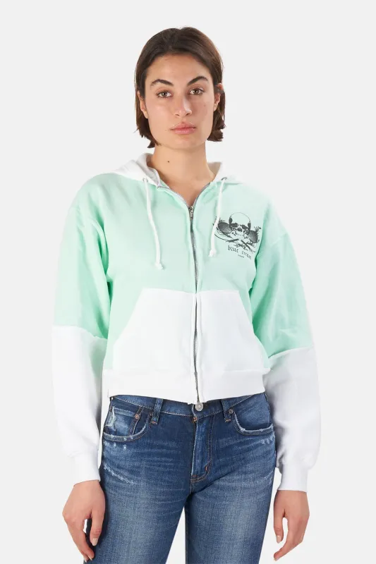 Skull Colorblock Crop Hoodie Mint/Black sold by Blue & Cream
