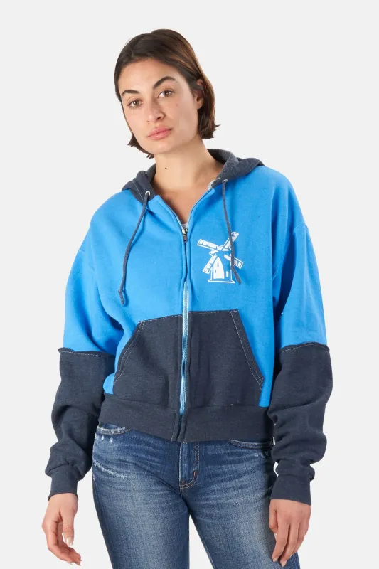 Japanese Windmill Colorblock Crop Hoodie Sky Blue/Navy sold by Blue & Cream