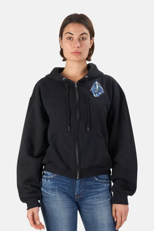 Cosmic Trip Crop Zip Hoodie Black sold by Blue & Cream