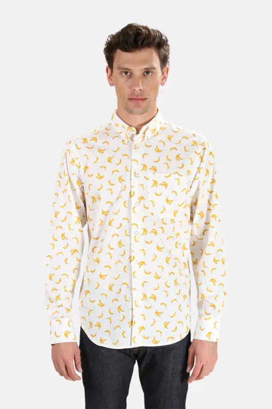 White Banana Print Naked & Famous Easy Shirt sold by Blue & Cream