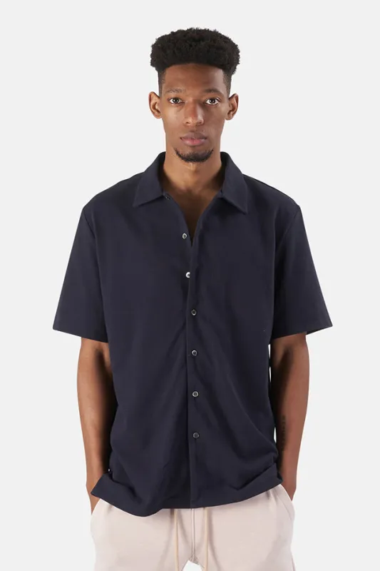 Short Sleeve Pique Shirt Newport Navy sold by Blue & Cream