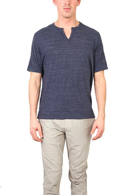 V::ROOM Navy Melange Slit Tee sold by Blue & Cream