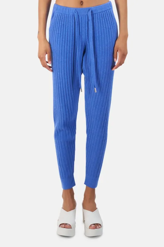 Abbey Lightweight Ribbed Cashmere Pants Blue sold by Blue & Cream
