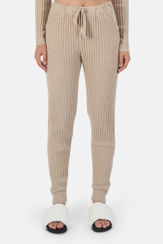 Abbey Lightweight Ribbed Cashmere Pants Beige sold by Blue & Cream