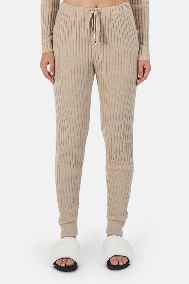 Abbey Lightweight Ribbed Cashmere Pants Beige sold by Blue & Cream