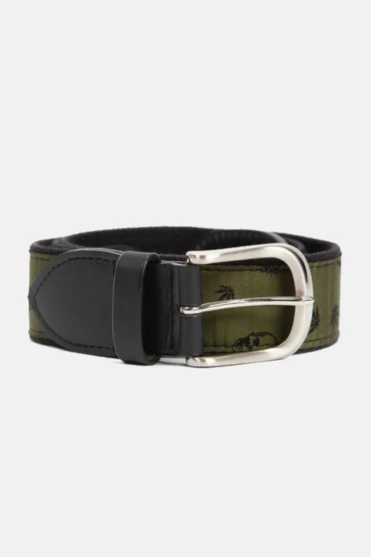 Monogram Leather Belt Olive/Black made by Blue & Cream