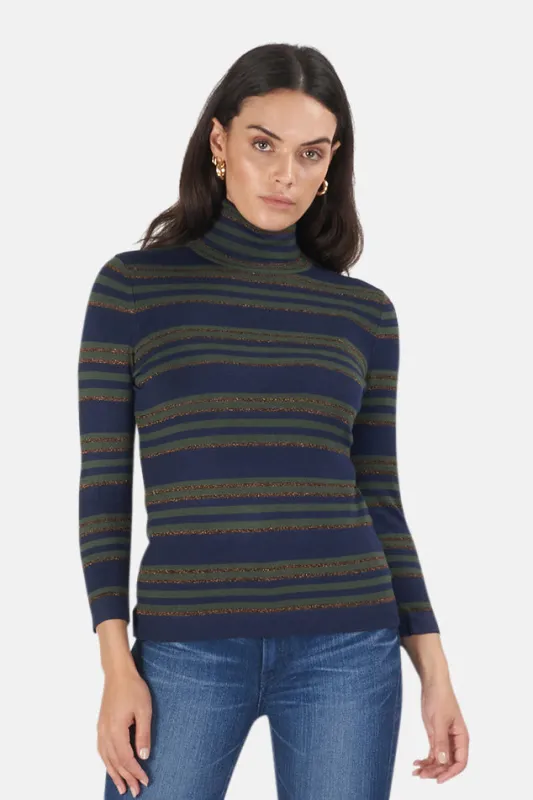 Harlee Sweater Olive/Bronze Stripe sold by Blue & Cream