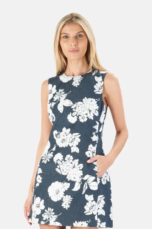 Francoise Fitted Sleeveless Dress Floral sold by Blue & Cream