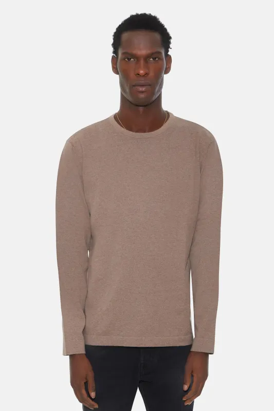 Reade Light Weight Crewneck Walnut made by Blue & Cream