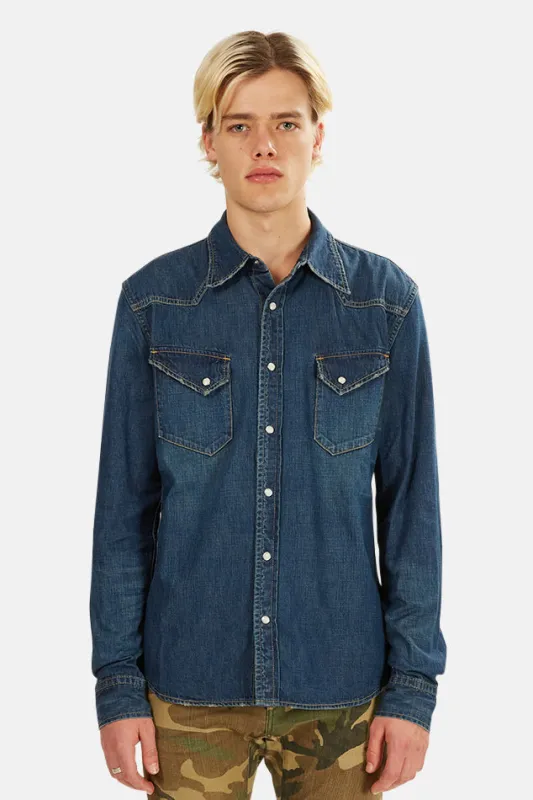 Blue Remi Relief Denim Western Shirt made by Remi Relief
