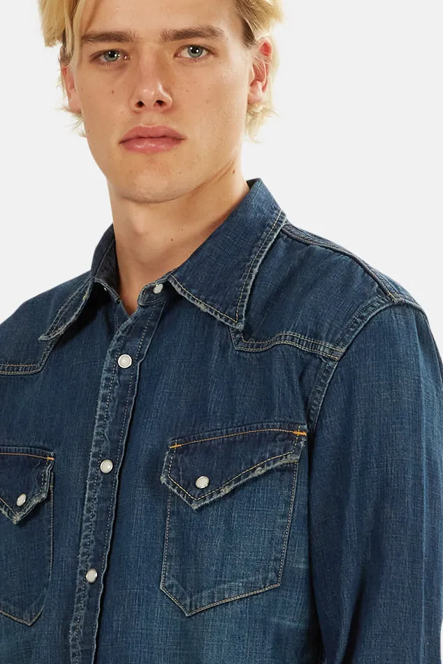 Blue Remi Relief Denim Western Shirt sold by Blue & Cream product image thumbnail 4