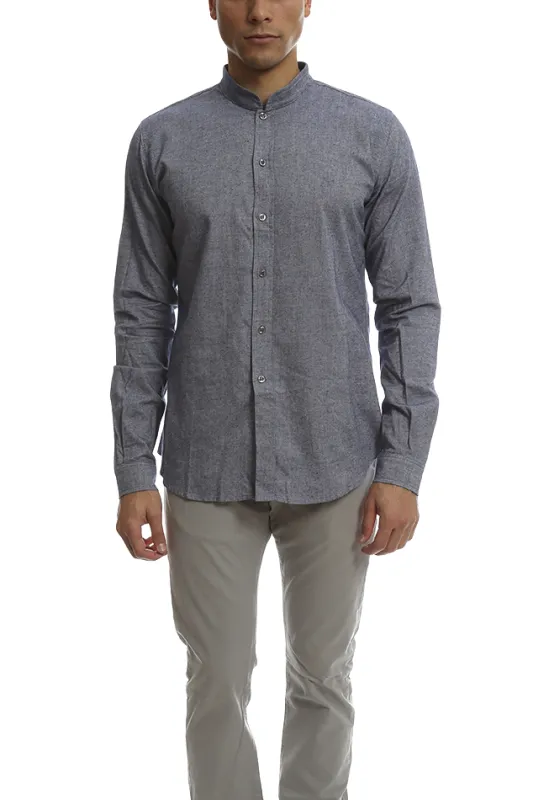 Pop Collar Button Down Flannel Blue sold by Blue & Cream