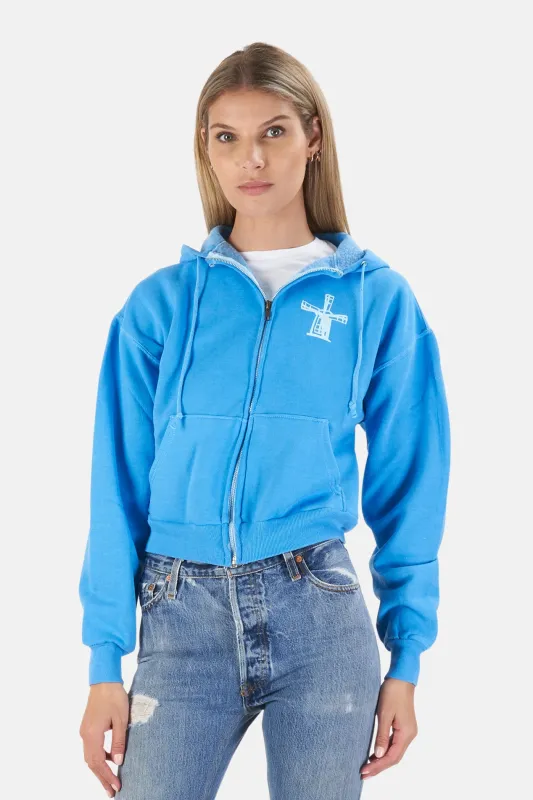 Been Here Forever Windmill Crop Hoodie Blue sold by Blue & Cream